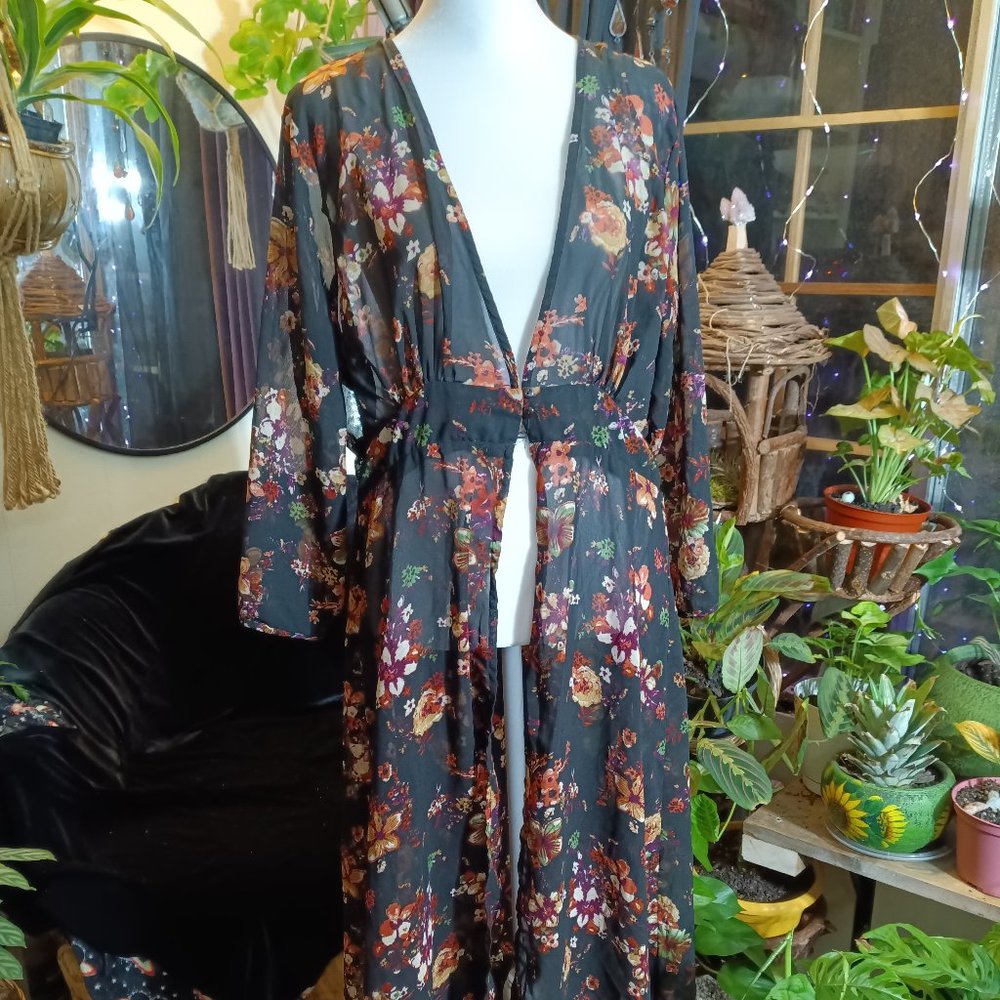 Sheer floral duster